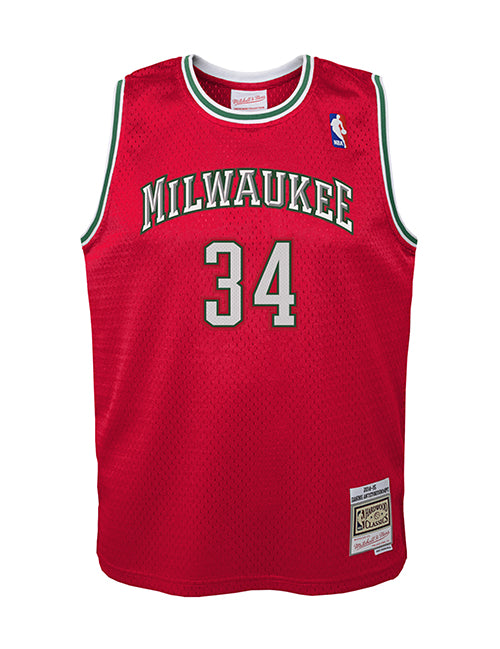 Youth Mitchell & Ness HWC '14 Giannis Antetokounmpo Milwaukee Bucks Swingman jersey-front