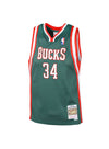 Youth Mitchell & Ness HWC '13 Giannis Antetokounmpo Milwaukee Bucks Swingman jersey in Green, White, and Red - Front View