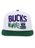 Youth Mitchell & Ness HWC '68 Toss Up Milwaukee Bucks Snapback Hat in White - Front View