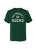 Juvenile Outerstuff Halftime Milwaukee Bucks T-Shirt in Green - Front View