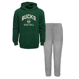 Toddler Outerstuff Play By Play Milwaukee Bucks Sweatshirt & Pants Set - Full Set Front View