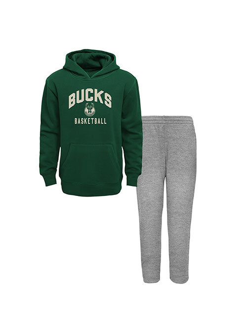 Toddler Outerstuff Play By Play Milwaukee Bucks Sweatshirt & Pants Set - Full Set Front View