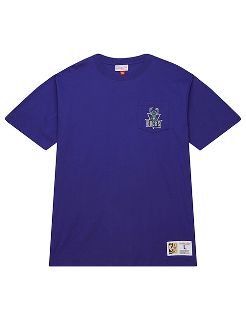 Big & Tall Mitchell & Ness HWC '93 Premium Pocket Purple Milwaukee Bucks T-Shirt- front 