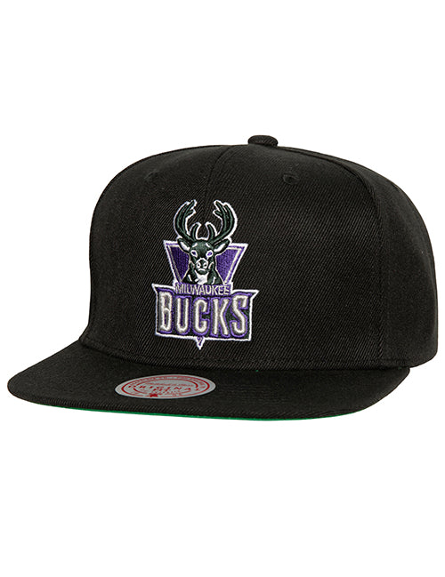 Mitchell & Ness HWC '93 Side Jam Milwaukee Bucks Snapback Hat- front 