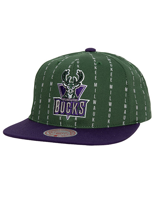 Mitchell & Ness HWC '93 City Pinstripe Milwaukee Bucks Snapback Hat-front 