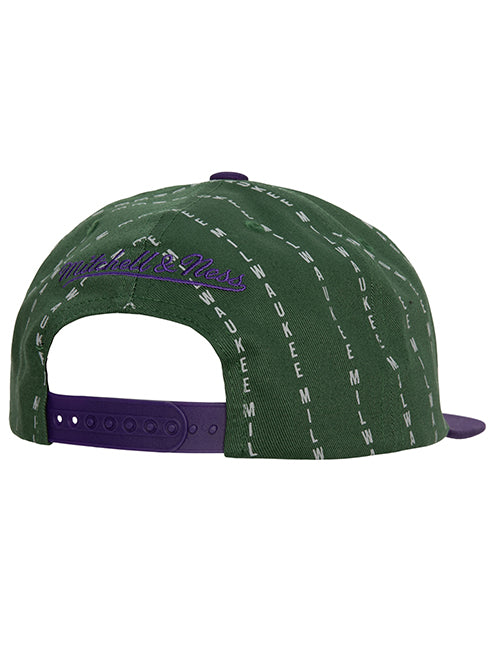 Mitchell & Ness HWC '93 City Pinstripe Milwaukee Bucks Snapback Hat= back