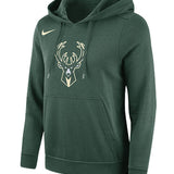 Women's Club Icon Green Milwaukee Bucks Hooded Sweatshirt-front