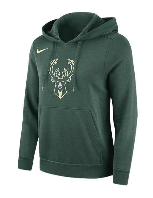 Women's Club Icon Green Milwaukee Bucks Hooded Sweatshirt-front