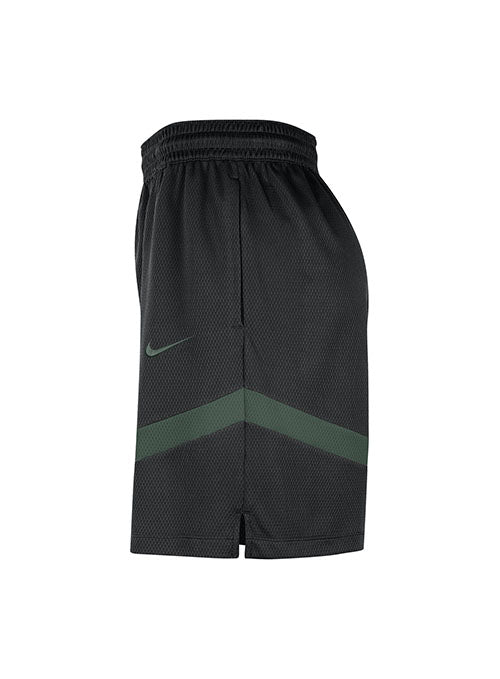 Nike Dri-FIT On Court Practice Icon Black Milwaukee Bucks Shorts in Black and Green - Left Side View