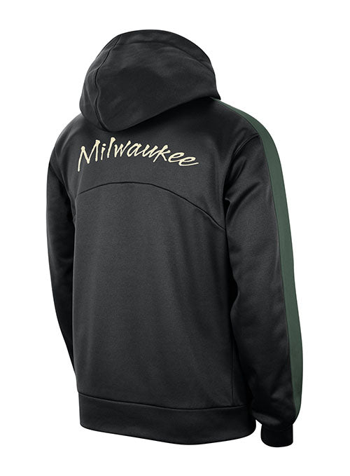 Nike Therma-FIT Courtside Starting 5 Black Milwaukee Bucks Hooded Sweatshirt - Back View