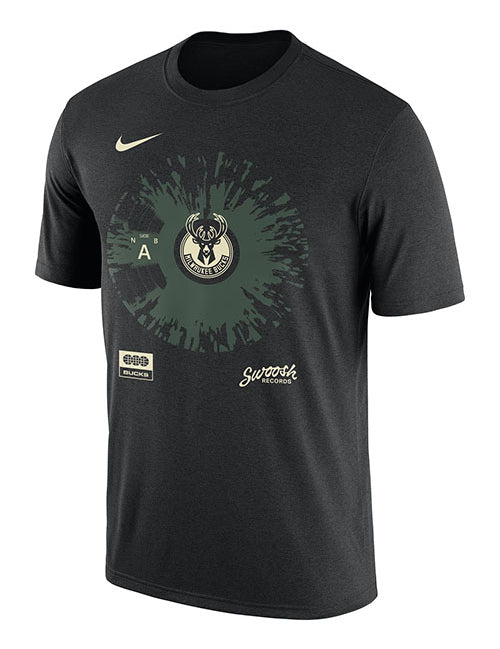 Nike Courtside Max90 Black Milwaukee Bucks T-Shirt - Front View