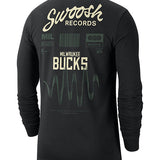 Nike Essential Fade Milwaukee Bucks Long Sleeve T-Shirt in Black - Back View