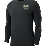 Nike Essential Fade Milwaukee Bucks Long Sleeve T-Shirt in Black - Front View