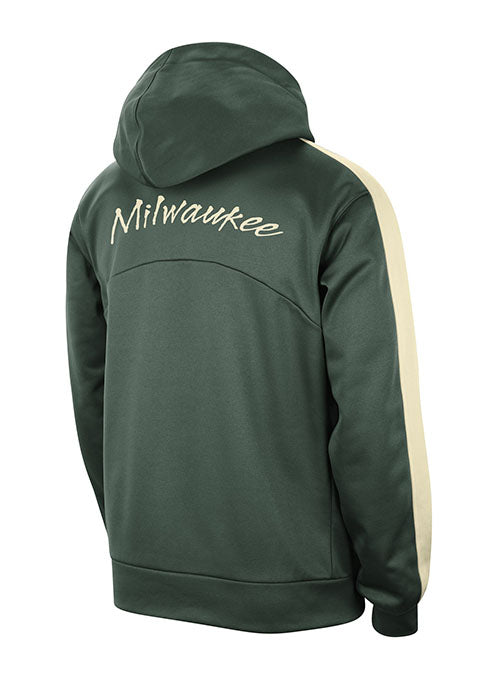 Nike Therma-FIT Courtside Starting 5 Green Milwaukee Bucks Hooded Sweatshirt in Green - Back View