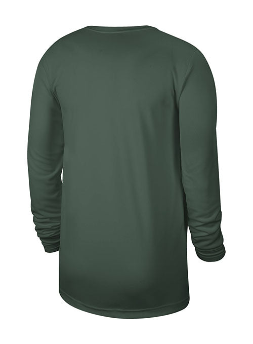 Nike Dri-FIT Essential Practice 23 On-Court Fir Milwaukee Bucks Long Sleeve T-Shirt in Green - Back View