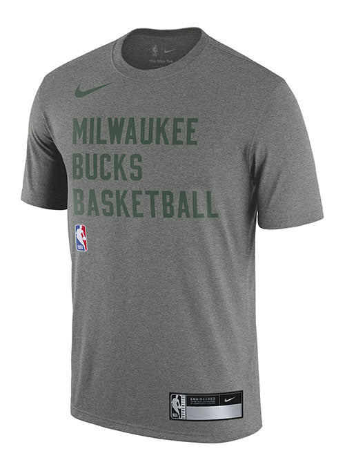 Nike Dri-FIT Essential Practice 23 On-Court Gray Milwaukee Bucks T-Shirt - Front View
