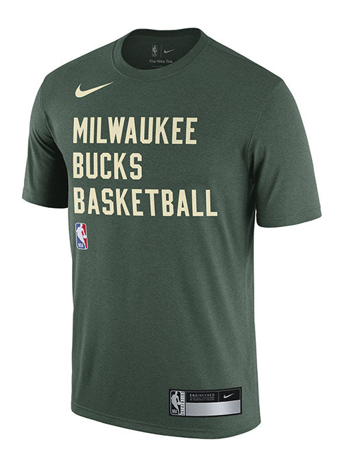 Nike Fri-FIT Essential Practice 23 On Court Milwaukee Bucks T-Shirt in Green - Front View