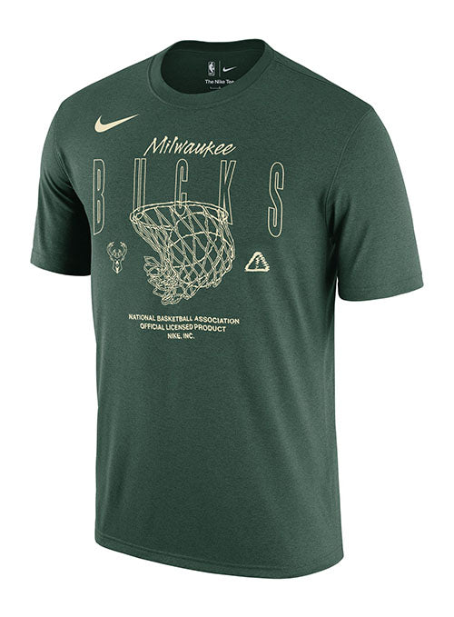 Nike Courtside Max90 Milwaukee Bucks T-Shirt in Green - Front View 