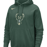 Nike Club Icon Milwaukee Bucks Hooded Sweatshirt in Green - Front View