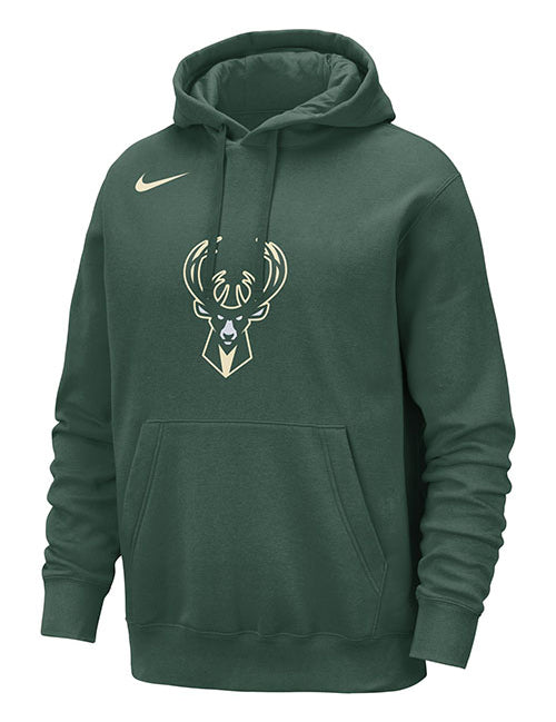 Nike Club Icon Milwaukee Bucks Hooded Sweatshirt in Green - Front View