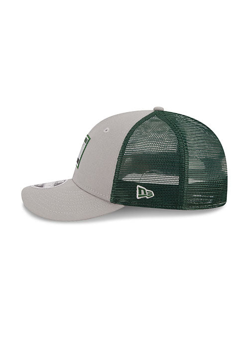 New Era 9Fifty Icon Mesh Gray Milwaukee Bucks Snapback Hat in Grey and Green - Left Side View