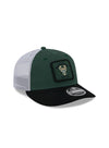 New Era 9Fifty Square Icon Mesh Milwaukee Bucks Snapback Hat in Green and White - Angled Right Side View