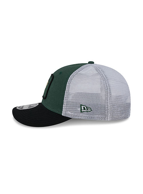 New Era 9Fifty Square Icon Mesh Milwaukee Bucks Snapback Hat in Green and White - Left Side View