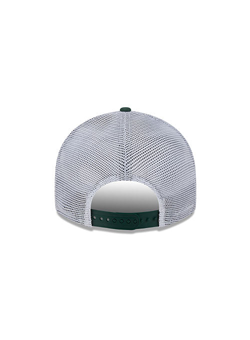 New Era 9Fifty Square Icon Mesh Milwaukee Bucks Snapback Hat in Green and White - Back View