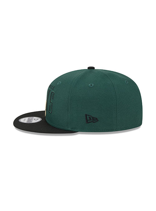 New Era 9Fifty Headline 2-Tone Milwaukee Bucks Snapback Hat in Green and Black - Left Side View