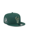 New Era 9Fifty State Patch Green Milwaukee Bucks Snapback Hat in Green - Angled Right Side View