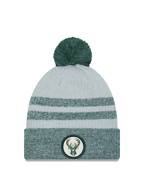 New Era Cuff Pom Patch Icon Milwaukee Bucks Knit Hat- Front View