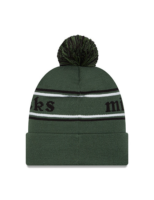 New Era Cuff Pom Marquee Milwaukee Bucks Knit Hat- Back View