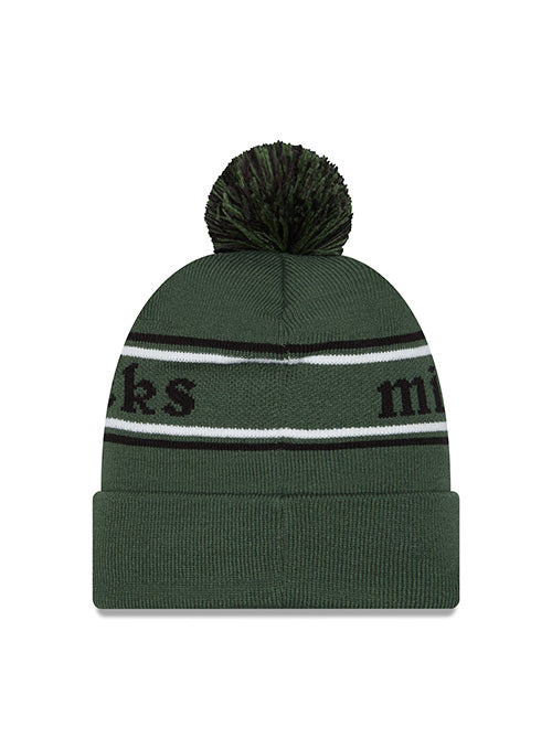 New Era Cuff Pom Marquee Milwaukee Bucks Knit Hat- Back View
