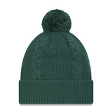 Women's New Era Cuff Pom Cabled Green Milwaukee Bucks Knit Hat in Green - Back View