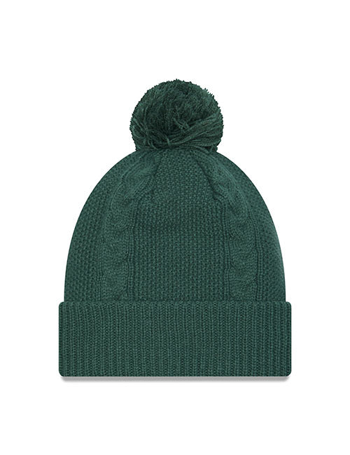 Women's New Era Cuff Pom Cabled Green Milwaukee Bucks Knit Hat in Green - Back View