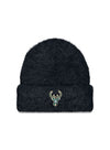 Women's New Era Cuff Fuzzy Icon Milwaukee Bucks Knit Hat in Black - Front View