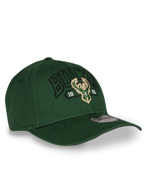 Youth New Era 9Forty Outline Milwaukee Bucks Adjustable Hat-angled right 