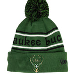 Youth New Era Cuff Pom Marquee Milwaukee Bucks Knit Hat