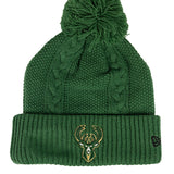 Youth Girls Cuff Pom Cabled Milwaukee Bucks Knit Hat