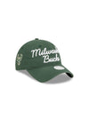 Youth Girls New Era 9twenty Script Green Milwaukee Bucks Adjustable Hat - Angled Right Side View