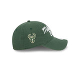Youth Girls New Era 9twenty Script Green Milwaukee Bucks Adjustable Hat - Right Side View