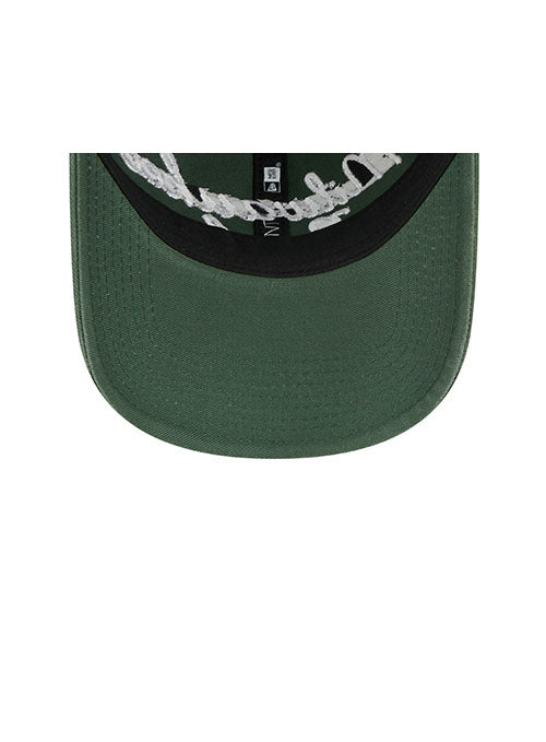 Youth Girls New Era 9twenty Script Green Milwaukee Bucks Adjustable Hat - Underbill View