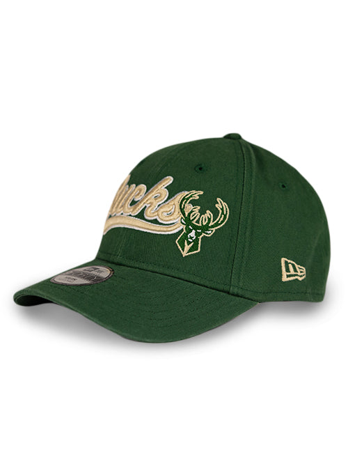 Youth Girls New Era 9Forty Cheer Bucks Milwaukee Bucks Snapback Hat-angled left 