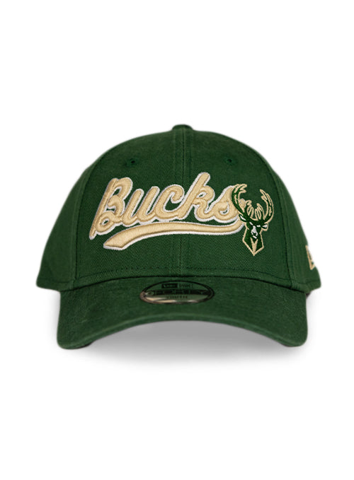 Youth Girls New Era 9Forty Cheer Bucks Milwaukee Bucks Snapback Hat-front 