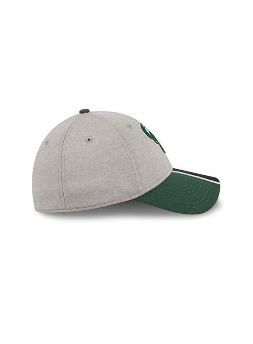 New Era 39Thirty Stripe Icon Milwaukee Bucks Flex Fit Hat in Grey and Green - Right Side View