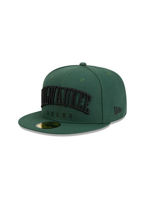 Men's New Era Cream/Hunter Green Milwaukee Bucks Piping 2-Tone 59FIFTY Fitted Hat