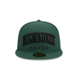 New Era 59Fifty Milwaukee Text Green Milwaukee Bucks Fitted Hat - Front View
