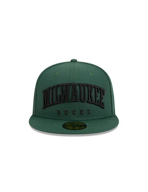 New Era 59Fifty Milwaukee Text Green Milwaukee Bucks Fitted Hat - Front View