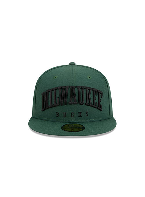 New Era 59Fifty Milwaukee Text Green Milwaukee Bucks Fitted Hat - Front View