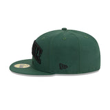New Era 59Fifty Milwaukee Text Green Milwaukee Bucks Fitted Hat - Left Side View